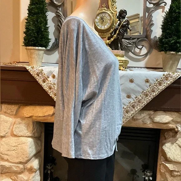 ❤️PerSeption Concept Gray Asymmetrical Ruched top - Picture 6 of 7